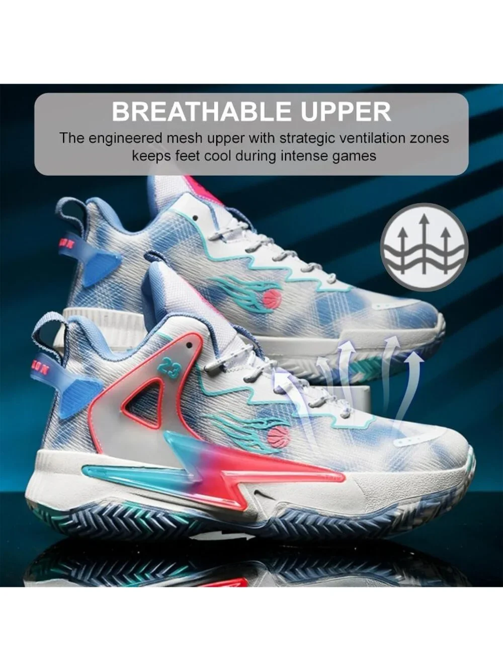 Women's Blue Breathable Non Slip Running Sneakers Comfortable Basketball Shoes